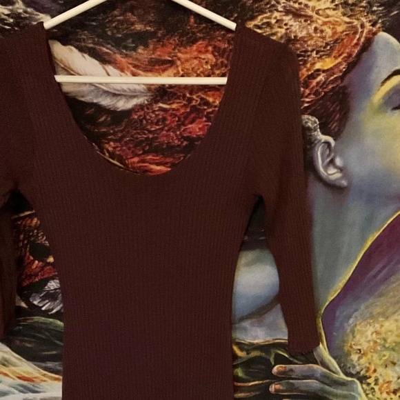 Stretch, Chocolate Brown, ribbed mini dress/long shirt - Picture 6 of 8